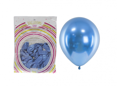 GLOBOS LATEX METALIZADO 25P AZUL LOON-MET5-B