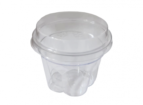 VASO PLASTICO FLOR 20P (150ML) TRANSP. C/ TAPA  (SW)