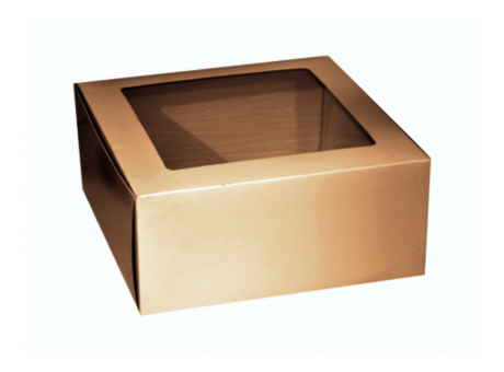 CAJA PAPEL CUADRADO C/ VISOR 5P (30X30X13) NATURAL