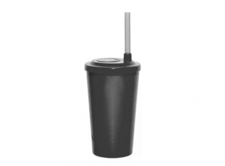 Imagen miniatura de VASO CALDERETTA 300ML TP Y PAJITA CER NEGRO
