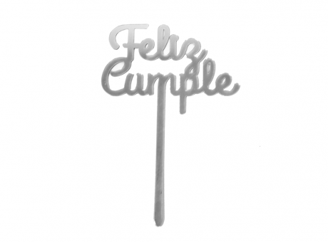 ADORNO TORTA \"FELIZ CUMPLE\" (11X16.5) PLATEADO
