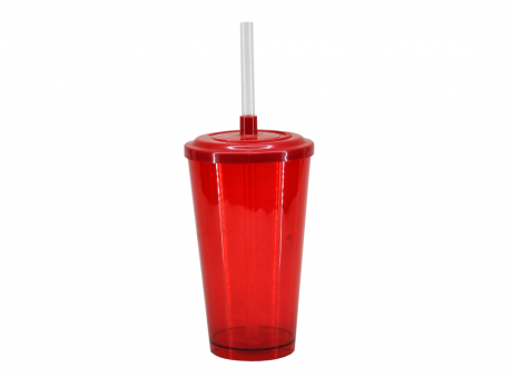 Imagen de VASO ACRILICO C/PAJITA R.2300 ROJO BEZAV/2300