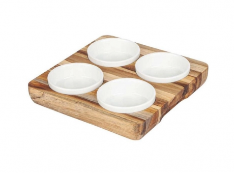 Imagen de BANDEJA TECO P/ PICADA CUADRADA C/ 4 POTES PORC. 22X22X4,5 (2,8)CM 1267 STOLF