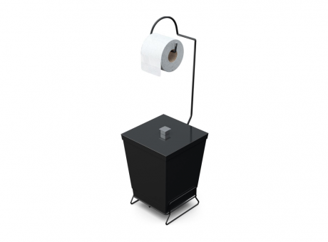 Imagen miniatura de SOPORTE P/ PAPEL HIGIENICO C/ BASURERO NEGRO 1445BL-P STOLF