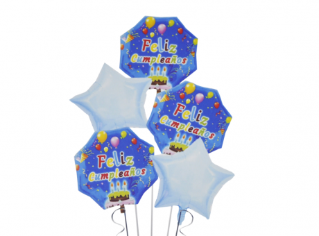 SET GLOBO FELIZ CUMPLE AZUL YF5136 5P