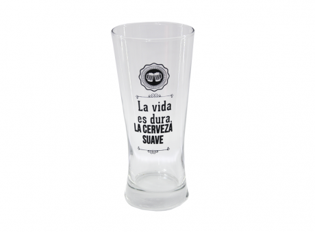 VASO CERVEZA VIDRIO C/ FRASE 365 ML - Sansei