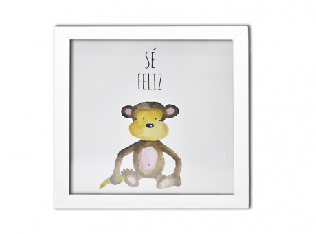Imagen de PORTA RETRATO CUADRADO "SE FELIZ" (25X25X2) BLANCO