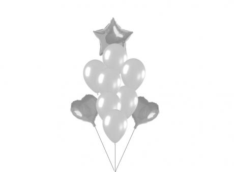 Imagen de GLOBO SET METALICO PLATA JU19 10PCS
