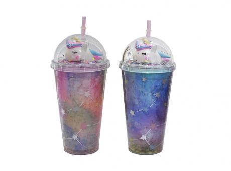 Imagen de VASO PLASTICO DISEÑO UNICORNIO C/ LUZ U1543