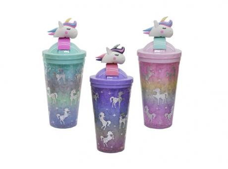 VASO PLASTICO DISEÑO UNICORNIO FU1518