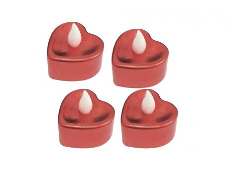 Imagen de VELA CORAZON LUZ CALIDA 4P (4X4) ROJO