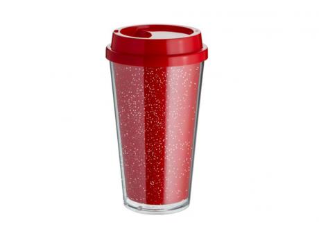 VASO BUCKS 500ML GLITTER DOBLE PARED ROJO