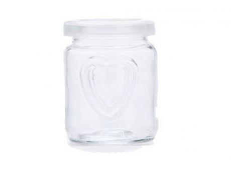 Imagen de FRASCO C/TAPA,VIDRIO/PLASTICO,TRANSPARENTE, CORAZON,150ML，6.2*8CM