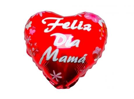 GLOBO CORAZON \\\\\"FELIZ DIA MAMA\\\\\" (25CM) ROJO