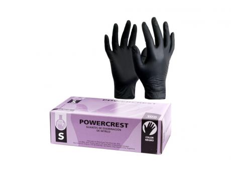 GUANTES NITRILO T. PEQUEÑO POWERCREST NEGRO C100 - Sansei