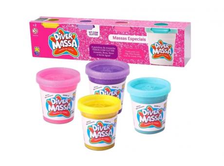 4 POTES MASA CON GLITTER REF. 8123 DIVERTOYS