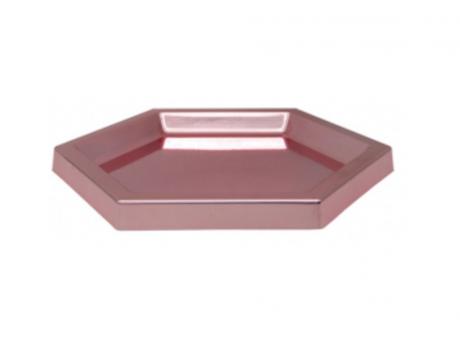 BANDEJA PLASTICA HEXAGONO (22X2CM) ROSA DORADO