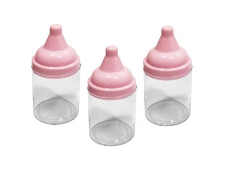 Imagen de LOC MINI BIBERON MAMADERA TRANSP TAPA ROSA BEBE C10