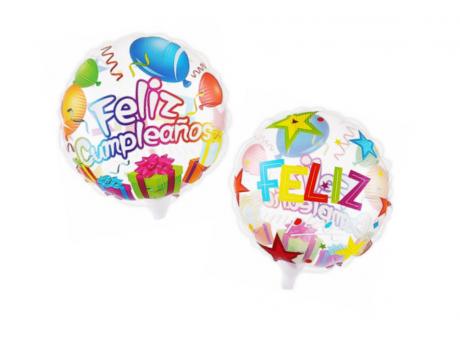 GLOBO \\\\"FELIZ CUMPLEAÑOS\\\\" (25CM) TRANSP.