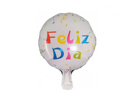GLOBO \\\\\"FELIZ DIA\\\\\" (25CM) BLANCO