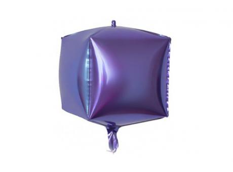 GLOBO CUBO (55CM) PURPURA METAL.