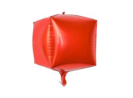 GLOBO CUBO (55CM) ROJO METAL.