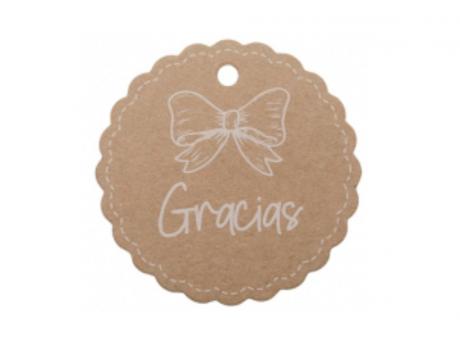 ETIQUETA CIRCULAR \\\\\"GRACIAS\\\\\" 10P (6.5CM) NATURAL