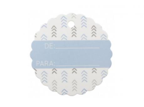 ETIQUETA CIRCULAR \\\"DE:/PARA:\\\" 10P (6.5CM) CELESTE