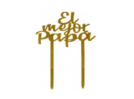 ADORNO TORTA \\\\\"EL MEJOR PAPA\\\\\" (11X14) DORADO