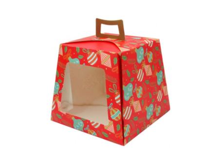 CAJA PAPEL NAVIDEÑO 5P C/ VISOR (18X21CM) ROJO