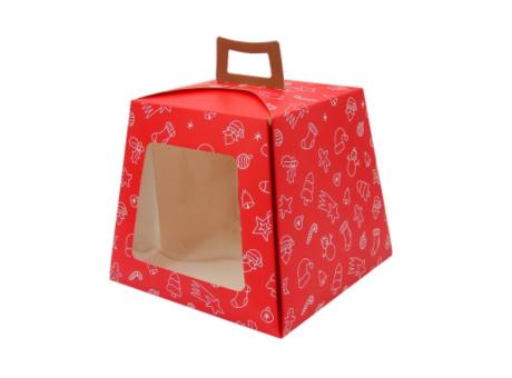 CAJA PAPEL NAVIDEÑO 5P C/ VISOR (18X21CM) ROJO