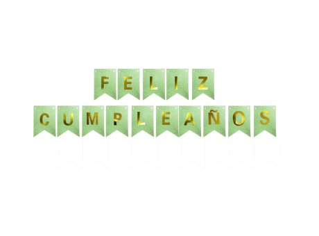 Imagen de BANDERIN FELIZ CUMPLEAÑOS BRILLO VERDE 12X17CM