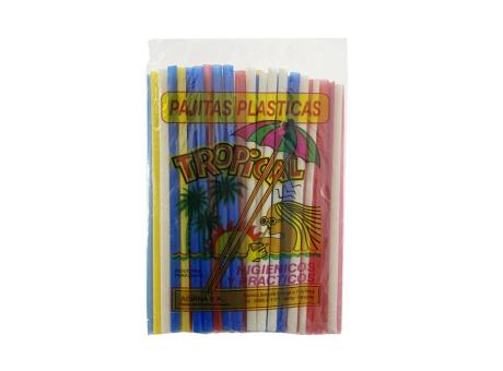 PAJITA PLASTICA TROPICAL ASIANA PAQ. 100