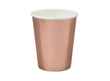 VASOS PAPEL BRILLOSO 10P (8.5X7.5) ROSA DORADO