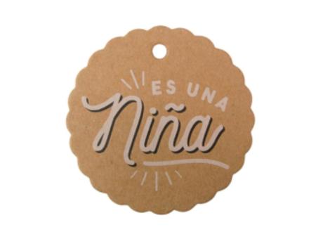 ETIQUETA CIRCULAR \\"ES UNA NIÑA\\" 10P (6.5CM) NATURAL