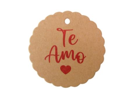 Imagen de ETIQUETA CIRCULAR \\"TE AMO\\" 10P (6.5CM) NATURAL