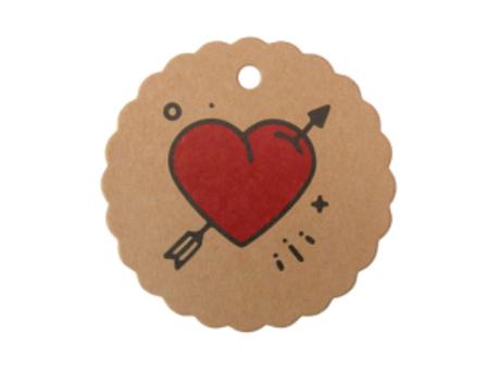 Imagen de ETIQUETA CIRCULAR CORAZON 10P (6.5CM) NATURAL