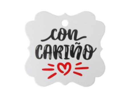ETIQUETA CUADRADO \\"CON CARIÑO\\" 10P (6X6.5CM) BLANCO - Sansei