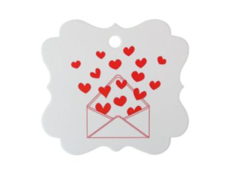 Imagen de ETIQUETA CUADRADO CORAZONES 10P (6X6.5CM) BLANCO