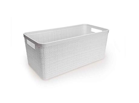 CESTA ALARGADA GRANDE DE YUTE PLÁSTICO BLANCA R: 258/B NITRON