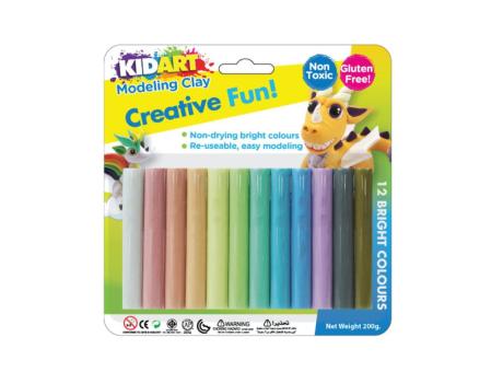 Imagen de PLASTILINA 12 COLORES PASTELES KIDART