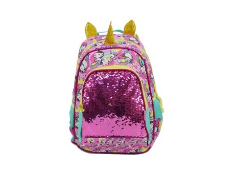 MOCHILA MD LENTEJUELAS DISEÑO UNICORNIO 35X25CM