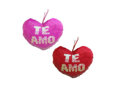 ALMOHADA CORAZON LENTEJUELA REVERSIBLE 20CM