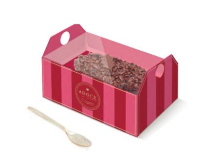 CAJA PARA 1 MEDIO HUEVO 350G ROJO CUCHARA GLITTER