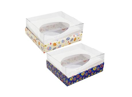 CAJA GOURMET HUEVO 250G 1 CAV PASCUA SCRAP 42 HUEVOS AZUL/CREMA