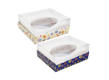 CAJA GOURMET HUEVO 400G 1CAV PASCUA SCRAP 47 HUEVOS AZUL/CREMA