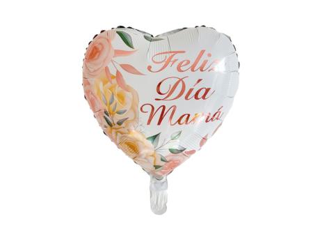 Imagen de GLOBO CORAZON \\"FELIZ DIA MAMA\\" (43X43CM) BLANCO