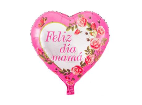 Imagen de GLOBO CORAZON \\"FELIZ DIA MAMA\\" (51X47CM) ROSADO