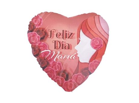 Imagen de GLOBO CORAZON \\"FELIZ DIA MAMA\\" (45CM) ROJO