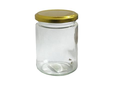 Imagen de FRASCO VIDRIO LISO C/ TAPA METAL 350 ML